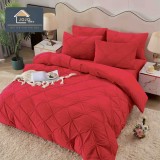 Cumpara ieftin Lenjerie de pat dublu din catifea cu pliuri,cearceaf cu elastic,4 piese,rosie- A1389