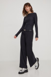 Hollister Co. pantaloni femei, culoarea negru, drept, high waist, Hollister Co.