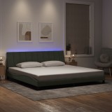 VidaXL Cadru de pat cu lumini LED, gri deschis, 200x200 cm, catifea