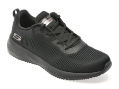 Pantofi sport SKECHERS negri, SKECHERS SQUAD, din material textil