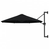 Umbrelă de soare de perete cu st&acirc;lp metalic, negru, 300 cm