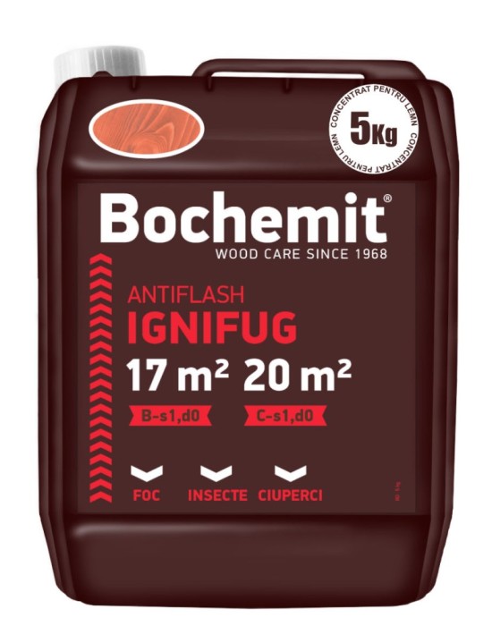 Solutie ignifugare lemn Bochemit Antiflash 5kg maro B-s1 d0,C-s1 d0