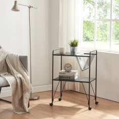 Carucior servire la masa Austrheim 73x50x33cm otel negru [en.casa] HausGarden Leisure foto