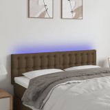 VidaXL Tăblie de pat cu LED, maro &icirc;nchis, 144x5x78/88 cm, textil