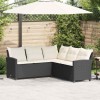 Canapea Gradina Colt Gossi Polirattan Negru, Perne включено, Cadru Otel, Rezistenta UV, Impermeabila 184x184x80 cm