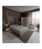 Dormitor Mirela, 5 Piese, Pat 160 X 190, 2Noptiere, Dulap, Comoda, Culoare Sonoma/Alb