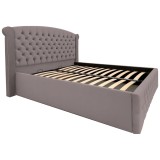 Pat Matrimonial Alison tapitat cu somiera rabatabila diverse dimensiuni, culoare cappucino - 180x200