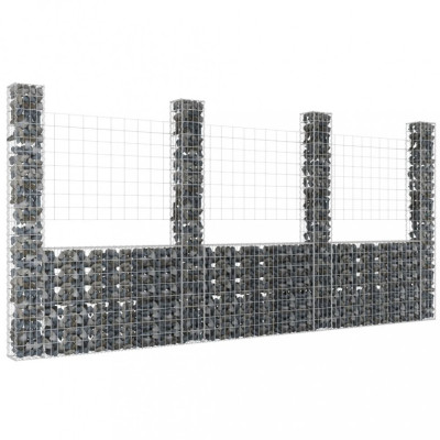 Cos gabion &amp;icirc;n forma de U cu 4 stalpi, 380x20x200 cm, fier GartenMobel Dekor foto