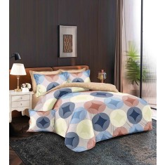 Lenjerie de pat pentru o persoana cu husa de perna dreptunghiulara, Naucratis, bumbac mercerizat, multicolor
