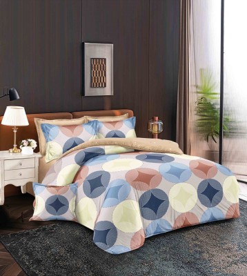 Lenjerie de pat pentru o persoana cu husa elastic pat si 2 fete perna dreptunghiulara, Naucratis, bumbac mercerizat, multicolor foto