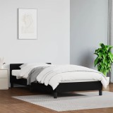 Cumpara ieftin Cadru Pat Gossi Negru 100x200 cm cu Tablie, Piele Ecologica, Design Modern, Lamele Placaj, Mobilier Dormitor