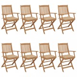 vidaXL Scaune de grădină pliabile cu perne, 8 buc., lemn masiv acacia 3074985