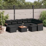 vidaXL Set canapele de grădină cu perne, 10 piese, negru, poliratan