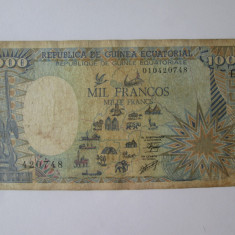 Rară! Guineea Ecuatorială 1000 Franci/Francs 1985