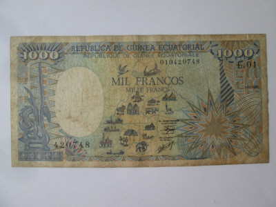 Rară! Guineea Ecuatorială 1000 Franci/Francs 1985 foto