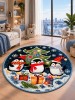 Covor Rotund Camera Copii Pinguini 11504-140, Marime 67 x 67 cm, Multicolor, Inaltime Fir 9 mm, Antialergic, Polipropilena, Gradinita, Cresa, Loc de J, KOLIBRI