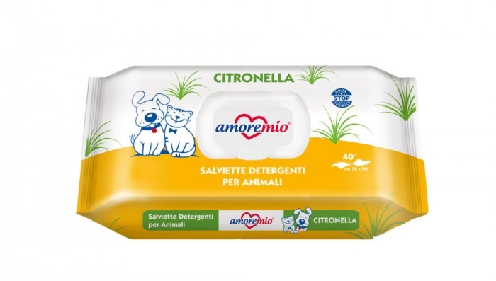 SERVETELE UMEDE PENTRU CAINI SI PISICI CITRONELLA 40 BUC