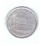 Moneda Polinezia Franceza 5 francs/franci 1991, stare buna, curata, Australia si Oceania, Aluminiu