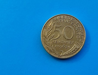 50 Centimes 1962 Franta-RAR foto