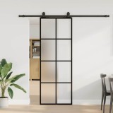 Usa glisanta cu set de feronerie neagra 76x205 cm Sticla ESG GartenMobel Dekor, vidaXL