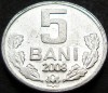 Moneda 5 BANI - REPUBLICA MOLDOVA, anul 2008 *cod 362 B, Europa, Aluminiu