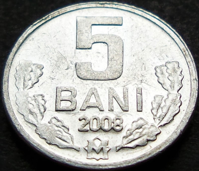 Moneda 5 BANI - REPUBLICA MOLDOVA, anul 2008 *cod 362 B foto