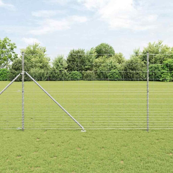 Gard pentru c&acirc;mp Argintiu 25 x 1.5 m Oțel galvanizat