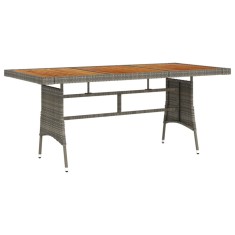 vidaXL Masă de grădină, gri, 160x70x72 cm, poliratan/lemn masiv acacia 318697