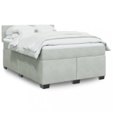 VidaXL Pat box spring cu saltea, gri deschis, 140x200 cm, catifea 3286324