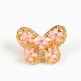 Brosa martisor cu pietre roz fluture auriu