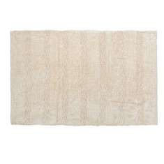 Covoraș Decorativ Bumbac, Dungi Reliefate, Ecru, 90x60cm