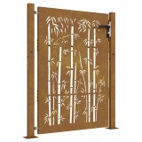 Cumpara ieftin Poarta pentru gradina, 105x155 cm, otel corten, model bambus