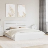 vidaXL Pat cu storage cu headboard Alb 180 x 200 cm Lemn compozit 3411878