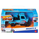 Masinuta Hot Wheels Mighty K din metal, cu pull back, scara 1:43