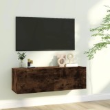 Gossi comoda tv de perete, stejar afumat, 100x30x30 cm,lemn prelucrat