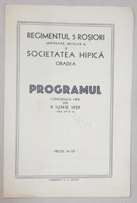 PROGRAMUL CONCURSULUI HIPIC - ORADEA, 1929 foto
