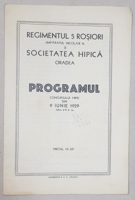 PROGRAMUL CONCURSULUI HIPIC - ORADEA, 1929 foto