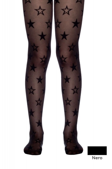 Ciorapi copii subțiri cu model steluțe, Starlet 20 Den - Nero, 158-164