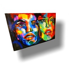Tablou pictat manual Rainbow Faces