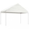 Foișor cu acoperiș, alb, 4,08x2,23x3,22 m, polietilenă