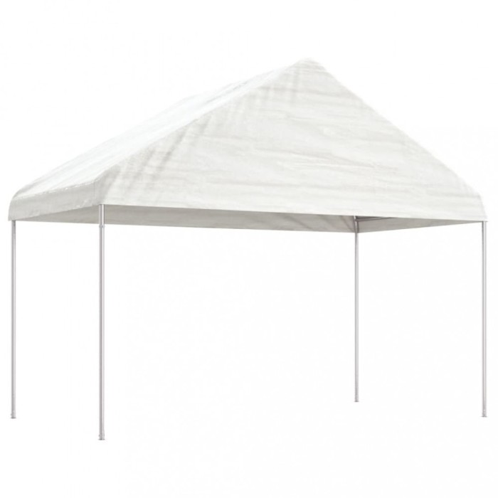Foișor cu acoperiș, alb, 4,08x2,23x3,22 m, polietilenă