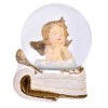 Glob Lichid Decorativ Crăciun, Model &Icirc;ngeraș, Aripi Aurii, Suport Carte, Sticlă, Alb/Auriu, 10x12.5cm, Oem