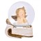 Glob Lichid Decorativ Crăciun, Model &Icirc;ngeraș, Aripi Aurii, Suport Carte, Sticlă, Alb/Auriu, 10x12.5cm