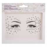 Autocolante decorative pentru față, stele și rotunde, argintii irizate, CMCLASS
