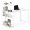 Birou Computer ModernHome Stil Loft Alb 120x60 cm Cu Rafturi Depozitare PAL Oțel