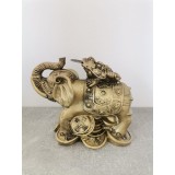 Statueta feng shui broasca pe elefant , noroc si prosperitate 13 cm