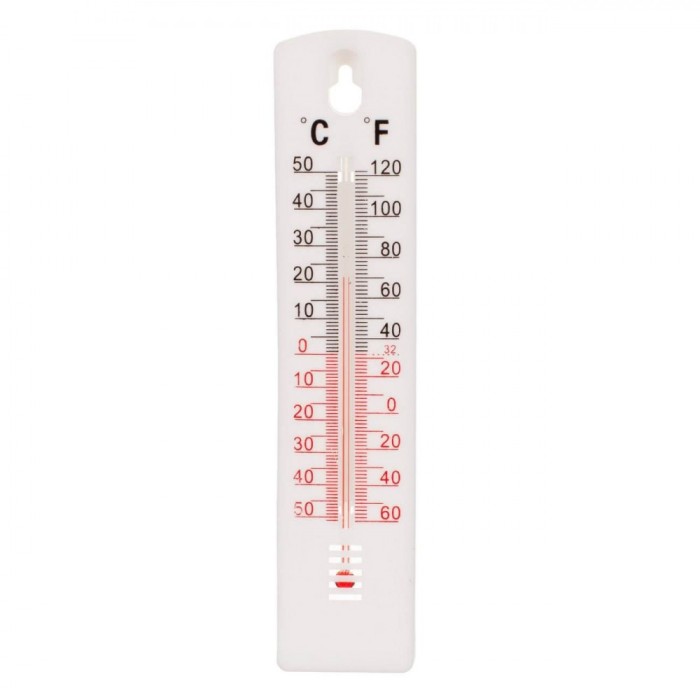 Termometru de Perete, Model Alb, Lungime 20cm, Afișaj C/F, Interval -50+50░C/-60+120░F