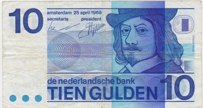 OLANDA 10 GULDENI 1968 aF foto