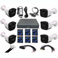 Sistem supraveghere video profesional 6 camere 5MP Starlight cu led (color noaptea 40m) , accesorii incluse, DVR 8 canale SafetyGuard Surveillance foto