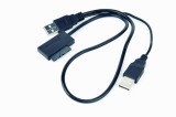 CABLU USB GEMBIRD adaptor, USB 2.0 (T) la slim S-ATA (T), 50cm, pt. SSD, DVD, cu USB suplimentar pt. extra power, negru, &quot;A-USATA-01&quot; (timbru verde 0.